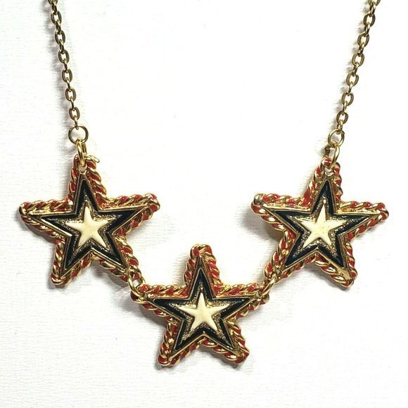 Unbranded Jewelry - Gold Star Necklace Red White Blue Three Stars